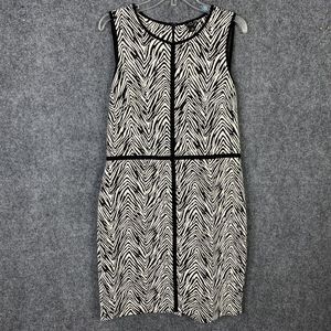 Ann Taylor Sheath Dress Women Sz 12 Zebra Inspired Print Sleeveless Knee Length